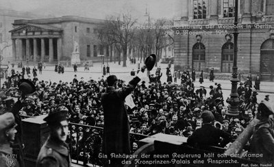 1918年11月9日、ベルリンでの共和国宣言 作： Unbekannter Künstler