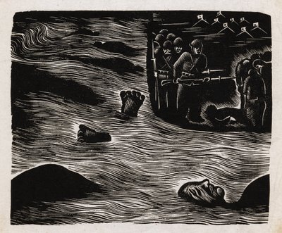 中国の木版画「The End of the Collaborators」。 作： Unbekannt