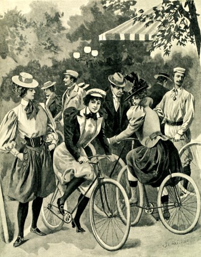 ブローニュの森の自転車ファッション 作： Unbekannter Künstler