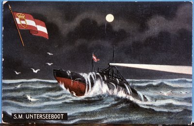 ドイツの潜水艦ウンターゼブート、20世紀初頭（イラスト） 作： Unbekannter Künstler