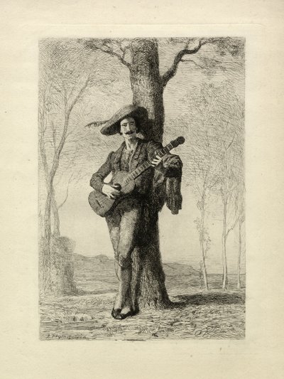 ギタリスト、フランス、1870年頃（彫刻） 作： Unbekannter Künstler