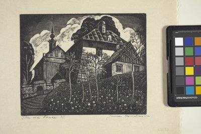 古い家（木版画） 作： Unbekannter Künstler
