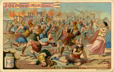 トロイ戦争：トロイの滅亡と火災 作： Unbekannter Künstler