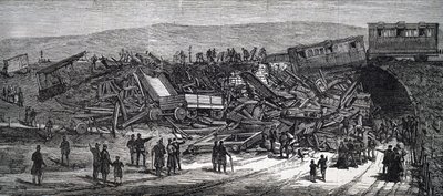 大規模な列車事故の余波です。 作： Unbekannt