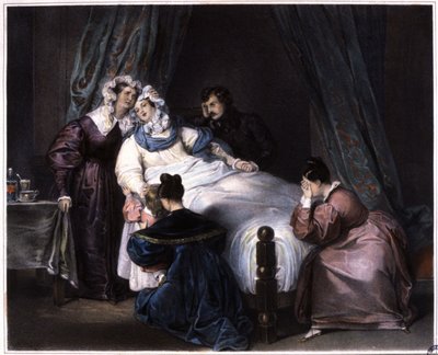 修復不可能な喪失、出産で死亡したことさえある 1840年頃（リトグラフ） 作： Unbekannter Künstler