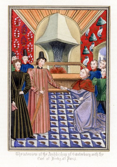 カントルベリーの大司教トマス・アーランデル（1353-1414）は、アンリ・ボリングブルック（イングランド王ヘンリー4世）に会った。 作： Unbekannter Künstler