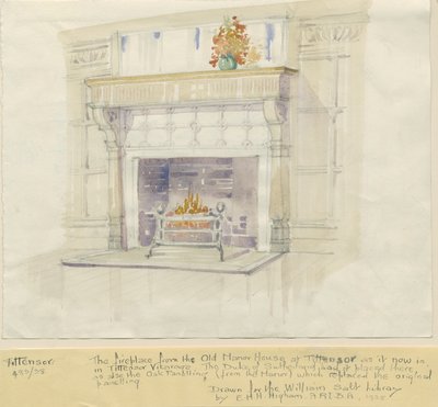 ティッテンソー-マナーハウスの暖炉：水彩画、1938年 作： Unbekannt