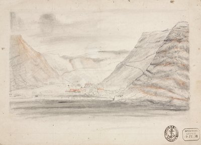 南大西洋、海沿いの谷の町 作： Unbekannter Künstler