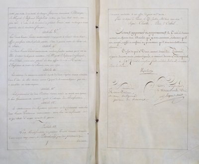 7月20日にパリで調印された、フランスとロシアの間の永遠の平和と友好の条約。 作： Unbekannt