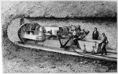 英仏海峡のトンネルを掘るボーモント大佐のトンネル掘削機 作： Unbekannt
