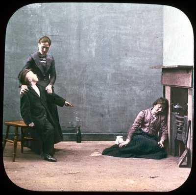 暖炉の前の二人の女性と少年、1895年頃 作： Unbekannt