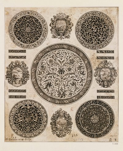 イギリス、ロンドン、時計のケースに描かれた装飾的なドローイングの習作 作： Benjamin Baud