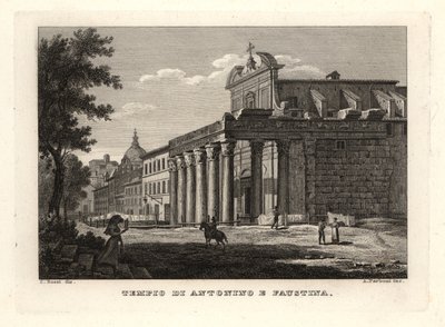 アントニヌスとファウスティーナの神殿（Tempio di Antonino e Faustina, Rome）の眺め 作： Unbekannt