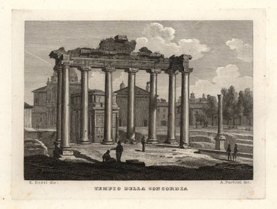 コンコルディア神殿（Tempio della Concordia, Rome）の眺め 作： Unbekannt