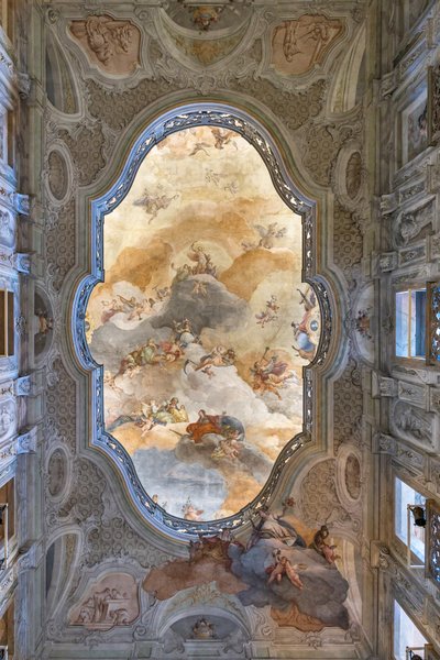 天井の眺め、エントランスホールまたはホワイエ、テアトログランデ、ブレシア、イタリア（写真） 作： Unbekannter Künstler