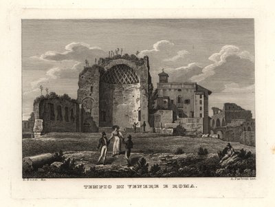 ヴィーナスとローマの神殿（Templum Veneris et Romae, Tempio di Venere e Roma, Rome）」の遺跡の眺め。 作： Unbekannt