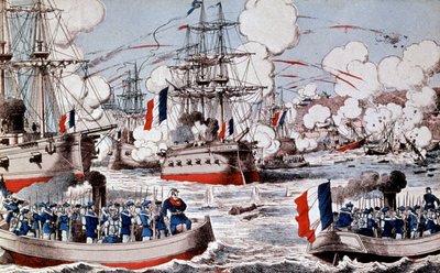 中国とフランスの戦争（1884-1885）：クールベ提督による中国艦隊の破壊（8月23日、フー・チェウにて 作： Unbekannter Künstler