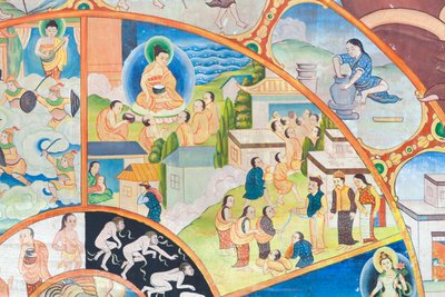 生命の輪、細部、タイ、チェンマイのワット・ウモーンの壁画 作： Unbekannter Künstler