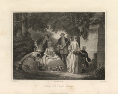 ワイン、女性と歌、トリエスト、1850年頃（彫刻） 作： Unbekannter Künstler