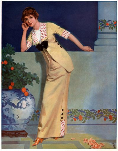 2700 年の女性 (イラスト、1910 年頃) 作： Unbekannter Künstler