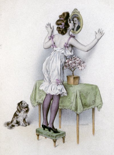 ランジェリーを着た女性、1900年頃（絵葉書） 作： Unbekannter Künstler