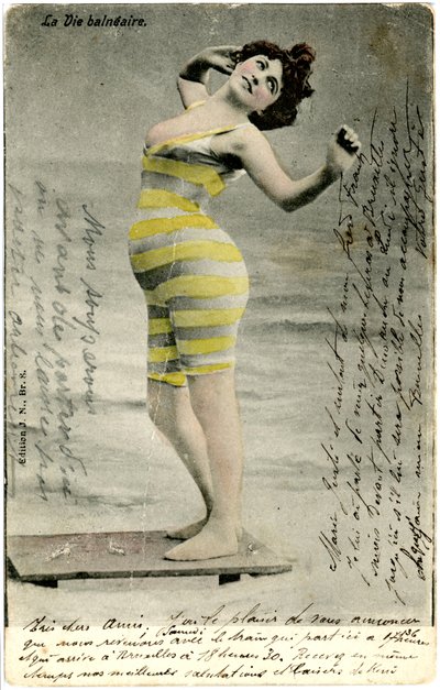 水着姿の女性、c. 1900年代初頭（ポストカード） 作： Alec Hunter