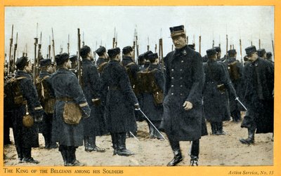 第1次世界大戦：ベルギーのアルベール1世と彼の軍隊（絵葉書） 作： Unbekannter Künstler