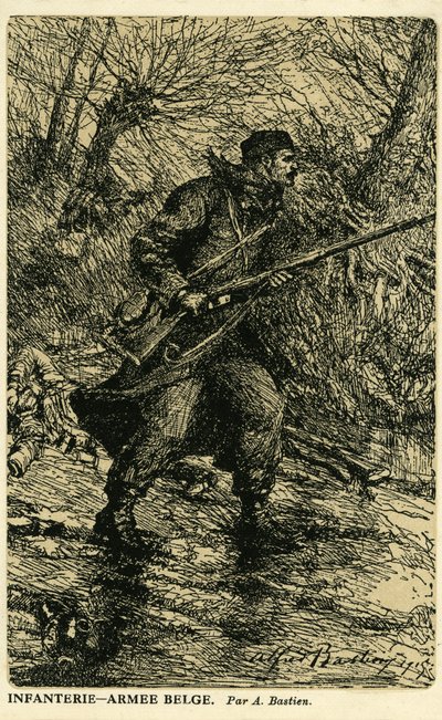 第一次世界大戦：ベルギー軍の歩兵 作： Unbekannter Künstler