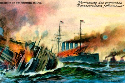 第一次世界大戦:イギリス装甲巡洋艦沈没 作： Unbekannter Künstler