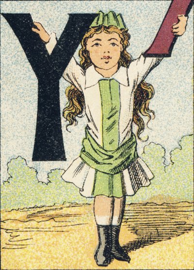 Y-「ABCD des petites filles」から抜粋した刻印。Pellerin & Cie, printer-publisher, Epinal, around 1890.シリーズA。寸法 : 19 x 13,5 cm 作： Unbekannt