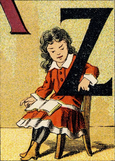 Z - 「ABCD des petites filles」から引用された彫刻です。Pellerin & Cie, imprimeur-editeur, Epinal , circa 1890.シリーズA。寸法 : 19 x 13,5 cm 作： Unbekannt