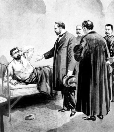 19世紀後半にフランスで起きた「ヴァッチャー事件」は、最初の連続殺人事件のひとつで、12月31日に処刑される朝、刑務所で目覚めたジョセフ・ヴァッチャーの姿があります。 作： Unbekannt