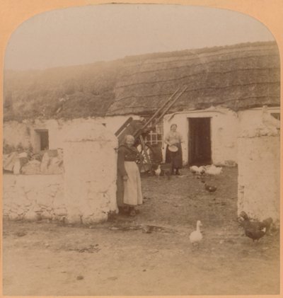特徴的な家、Ballintoy Village、アントリム州、アイルランド、1900年。 作： Underwood and Underwood