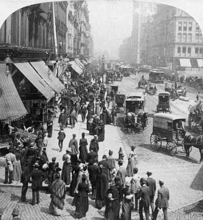1896年、米国イリノイ州シカゴのストリートシーン。 作： Underwood and Underwood