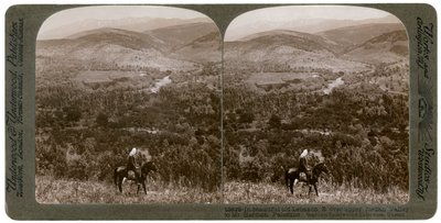 レバノン、ヨルダン渓谷上部を東に見て、1900年代にマウントハーモンまで。 作： Underwood and Underwood