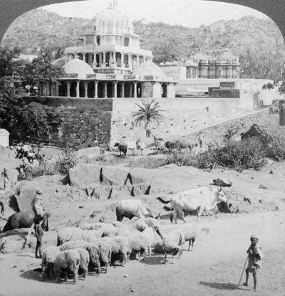 ジャイナ教の寺院、マウントアブ、インド、1902年。 作： Underwood and Underwood
