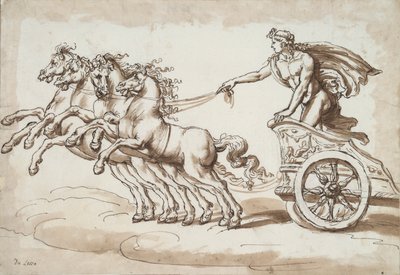 4頭の馬が引く戦車に乗るアポロン 作： Unknown