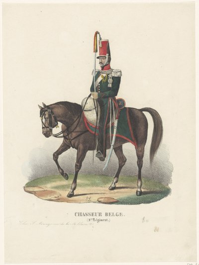ベルギーのボランティア ハンター、1830 年 Chasseur Belge (2.me Régiment) (オブジェクトのタイトル) 作： Unknown