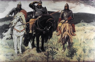 ヴィクトル・ミハイロヴィチ・ヴァスネツォフによるボガティリ（英雄）、1898年。 作： Unknown