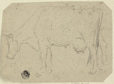 牛の放牧 (直腸); 動物の頭 (裏面) 作： Unknown
