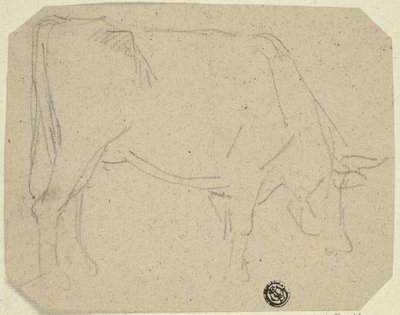牛の放牧 (右向き) (直腸); 馬の後部 (裏面) 作： Unknown