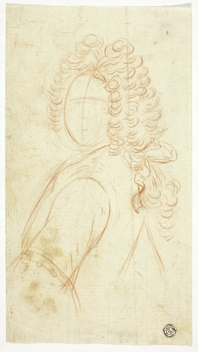 かつらをかぶった紳士の半身スケッチ 作： Unknown
