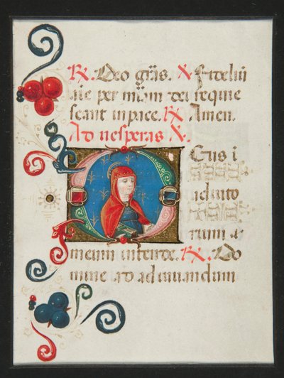 イニシャル O、Book of Hours の照明付き原稿ページ 作： Unknown