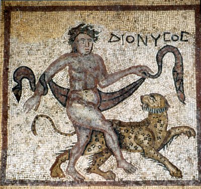 ローマのモザイク「パンサーとディオニュソス」 4世紀頃 作： Unknown