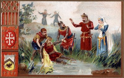 第3回十字軍遠征。1190年、フレデリック・バルベロッサ皇帝（ドイツ・ローマ皇帝）の遺体をセレフ川で発見。 作： Unknown artist