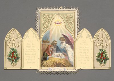 "A Merry Christmas", クリスマスカード 作： Unknown artist