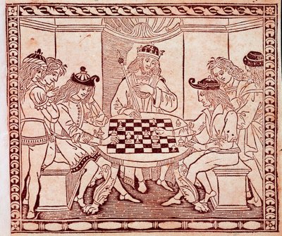 チェスを観戦する王様 ヤコポ・デ・セッソーレスの「De Ludo Scorcorum」の扉からのXylography（14世紀） Venice Biblioteca Marciana 作： Unknown artist