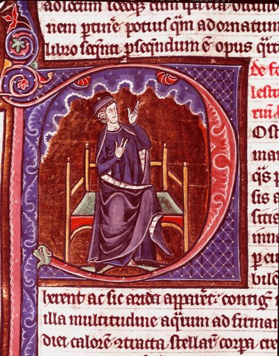 儀式を行う修道士 Vincent de Beauvais (1184/94-1264) の写本「Speculum historiale」のミニチュアアカウント 13世紀 Laon, municipal library 作： Unknown artist