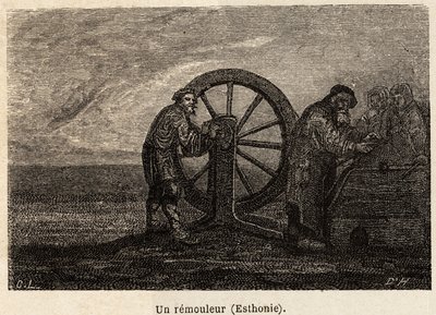 エストニアのリムーバー。アンリエが1851年から54年にかけてロシアのバルト地方を旅行した際に描いたもの。エドゥアール・シャルトン編『世界旅行』に掲載されている図版 作： Unknown artist