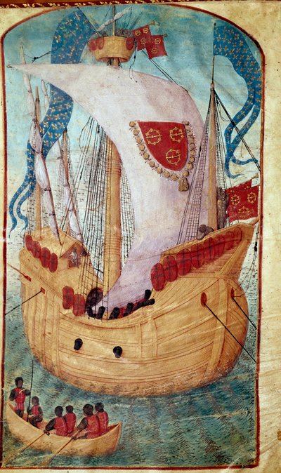 グランヴィル城主ルイ・マレ（1441-1516）の紋章を装飾した帆船 オリヴィエ・ド・ラ・マルシュ（1425-1502）のミニチュア 1483年 シャンティイ、コンデ美術館蔵 作： Unknown artist